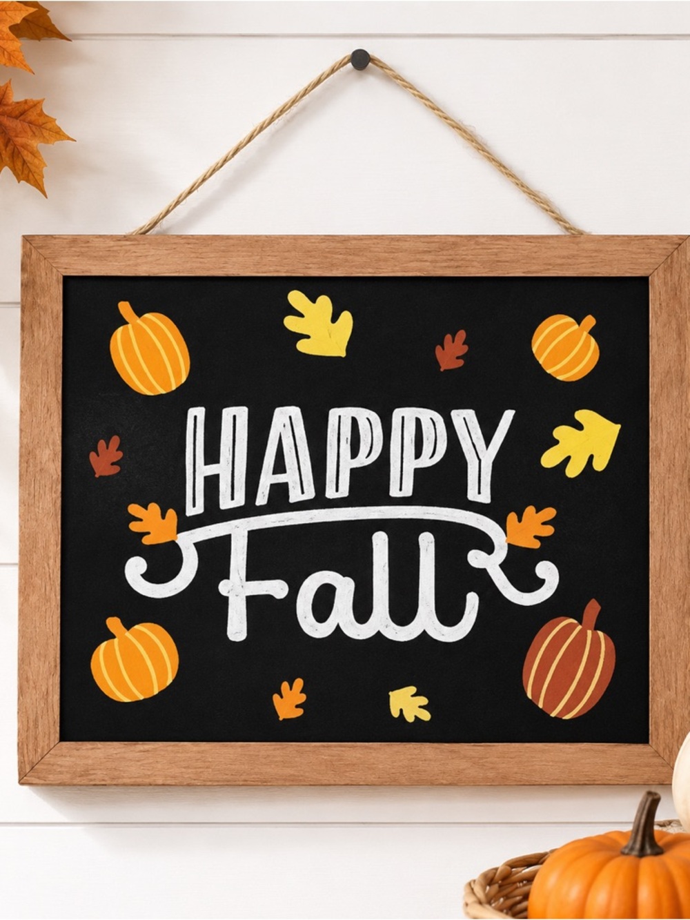 Happy Fall Pumpkin Leaves Hanging Sign